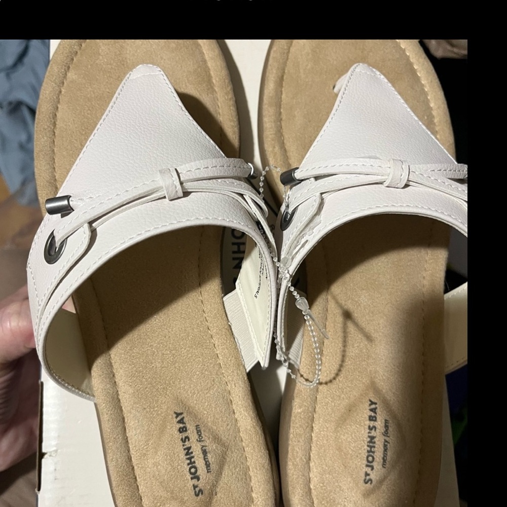 St. John's Bay White and Tan Sandals NEW
